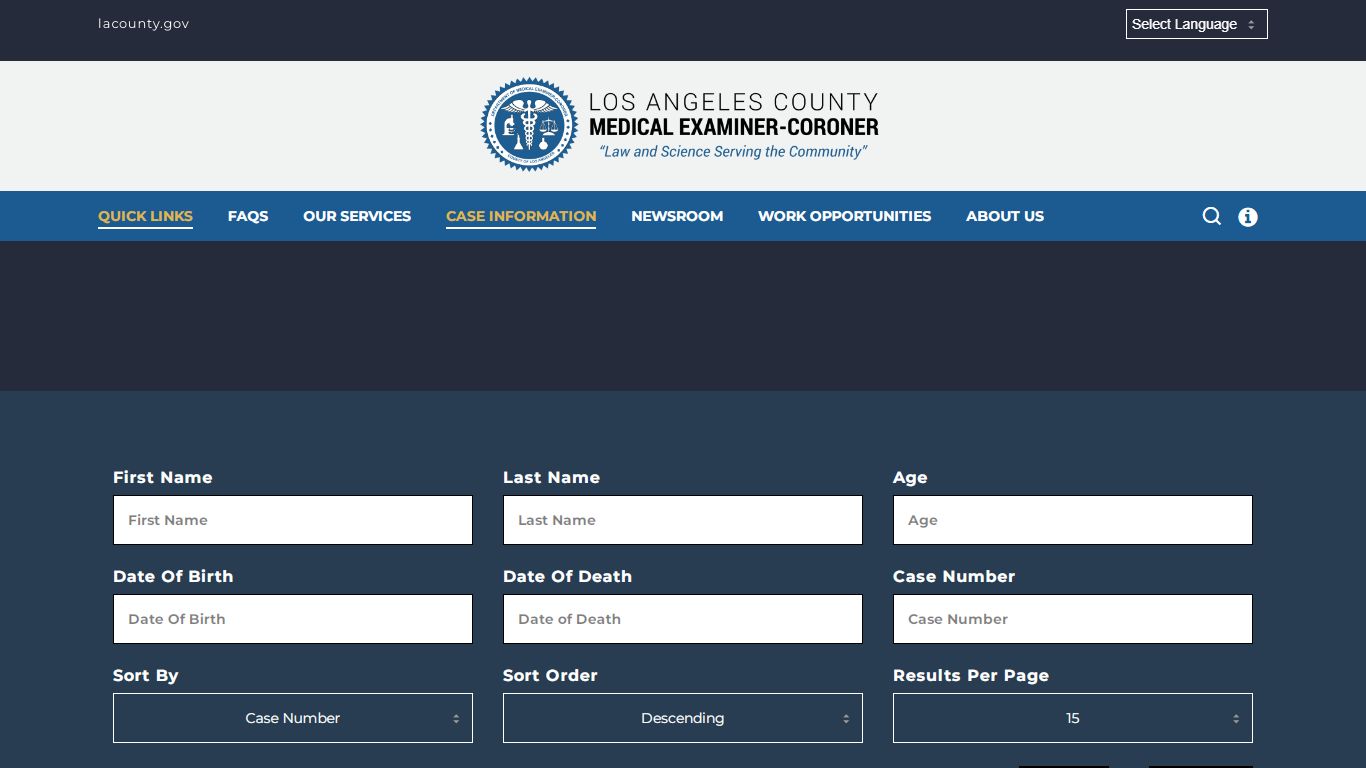 Case Search – Medical Examiner-Coroner